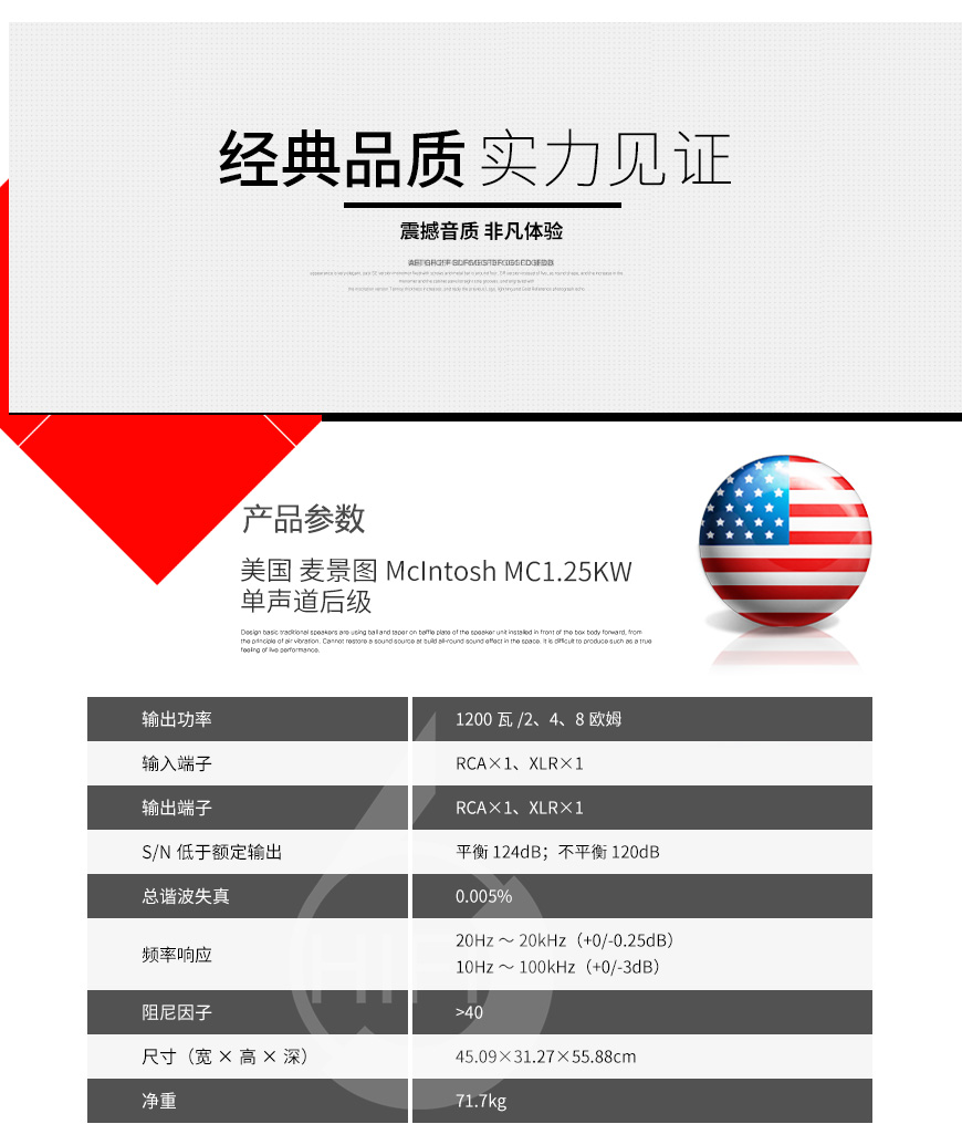 麥景圖MC1.25KW 單聲道后級,McIntosh MC1.25KW,麥景圖功放