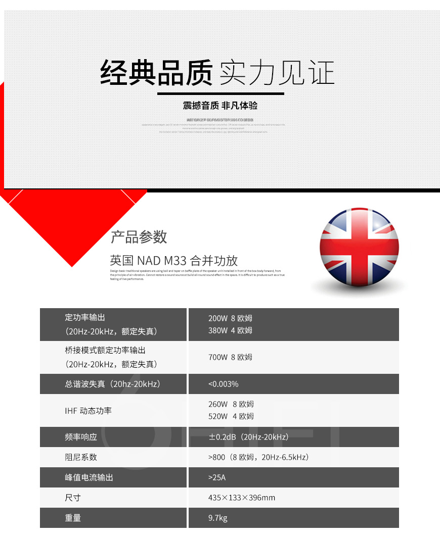 英國,NAD,M33,合并,功放